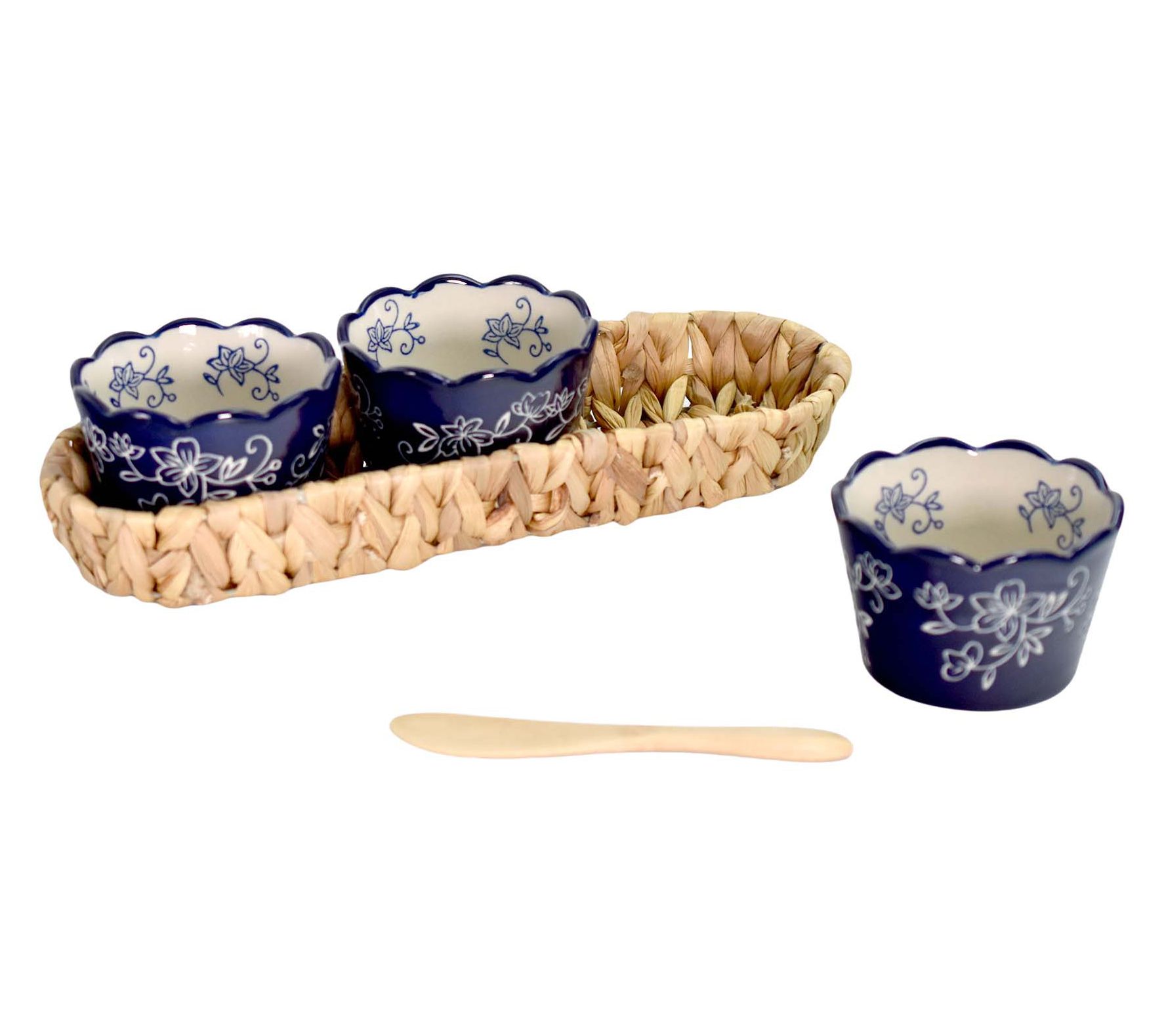 Temp-tations Floral Lace Tidbit Dishes in Basket with Spreader