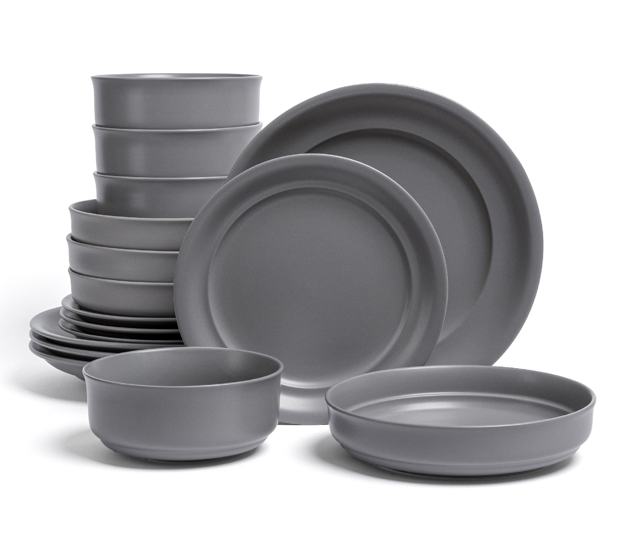 over&back Rimmed 16-Piece Semi-Matte Stoneware Dinnerware Set