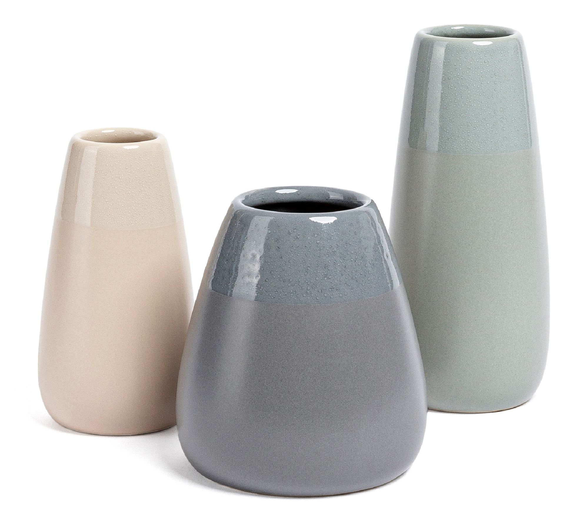 over&back Set of 3 Matte and Glossy Stoneware Bud Vases