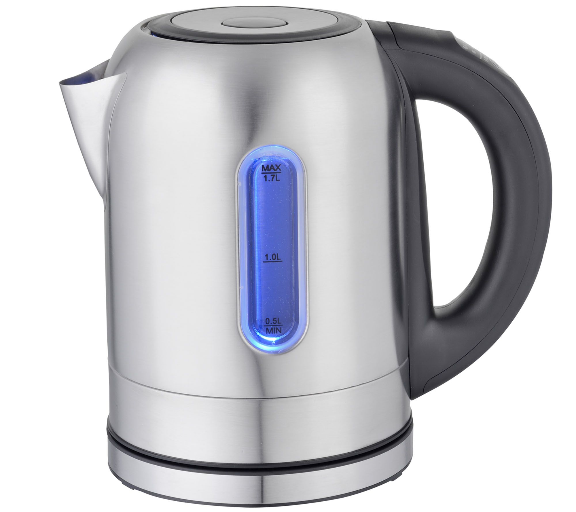 MegaChef 1.7 Liter Cordless Half Round Electric Stainless Steel Tea Kettle  in Red 
