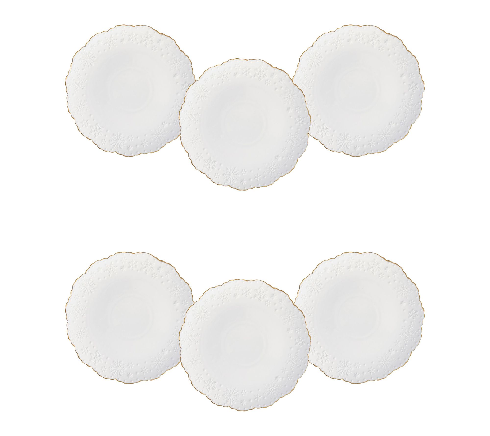 10 Strawberry Street Gilded Snowflake Embossed Luncheon Plates