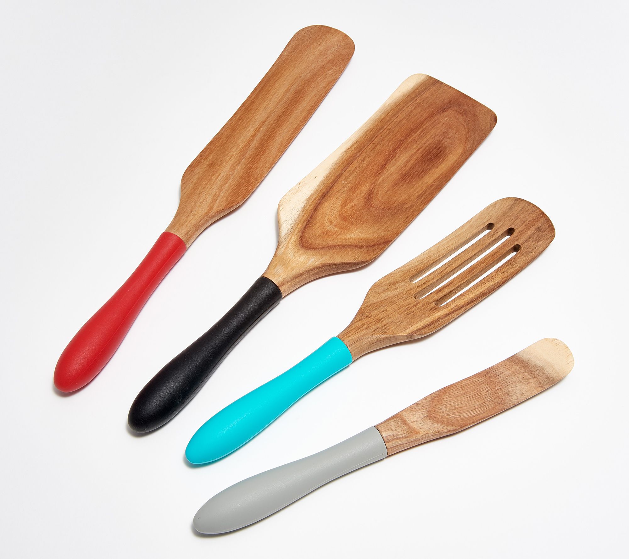 As Is Mad Hungry 4-Pc Acacia Wood Spurtles Silicone Handle