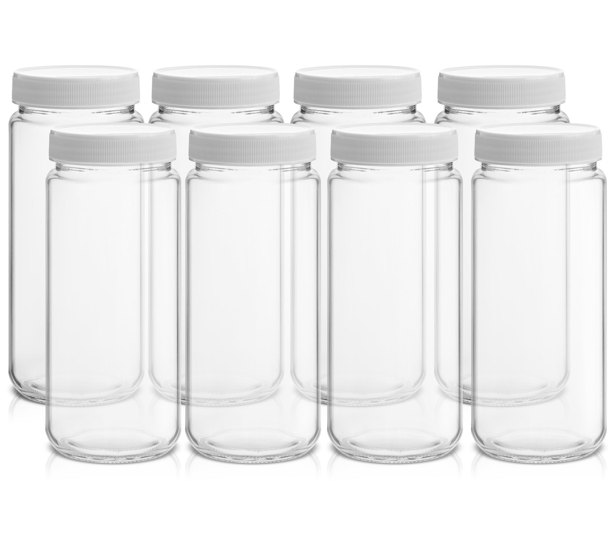 JoyJolt Reusable Glass Juice Bottles with Lidset of 8