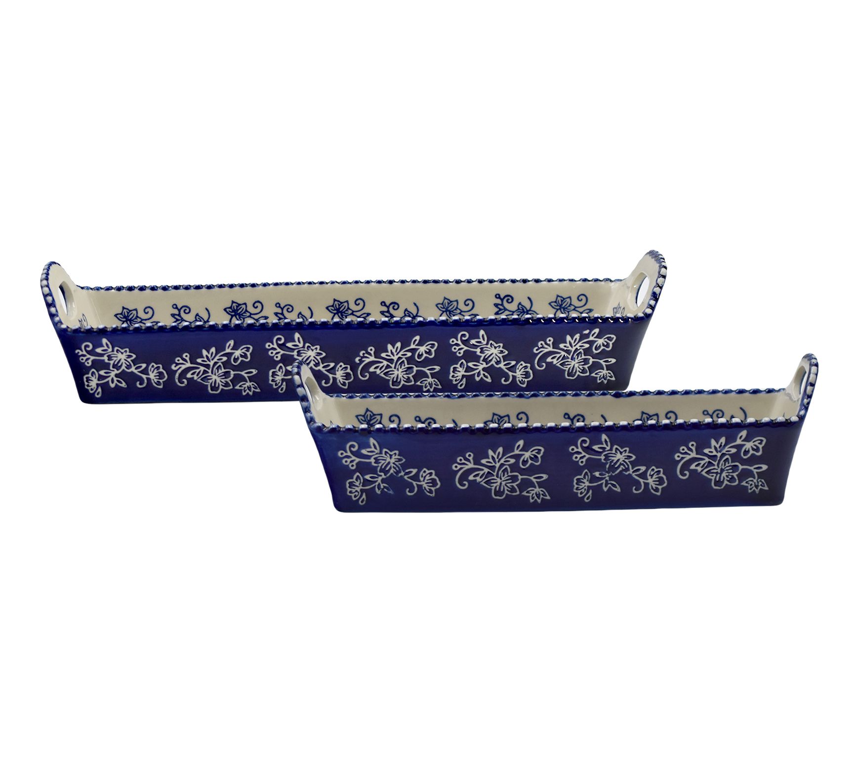 Temp-tations Floral Lace Set of (2) Elongated Cracker Trays
