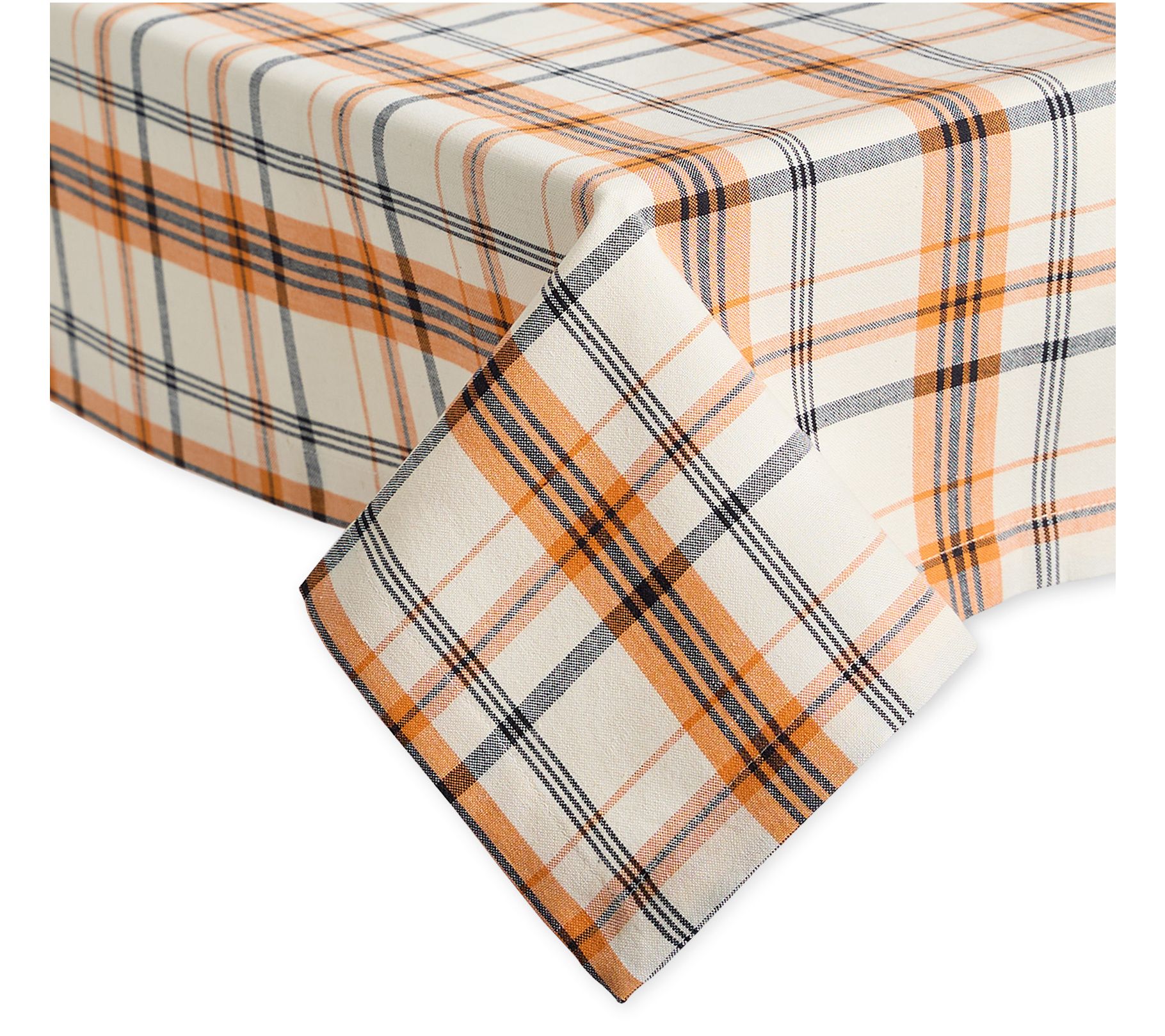 Design Imports Happy Halloween Plaid Tablecloth- 52x52