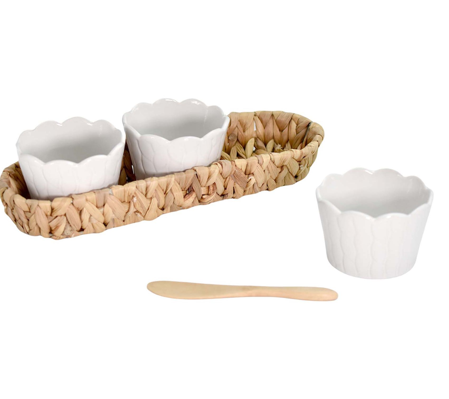 "As Is" Temp-tations Carved Willow Tidbit Dishes In Basket