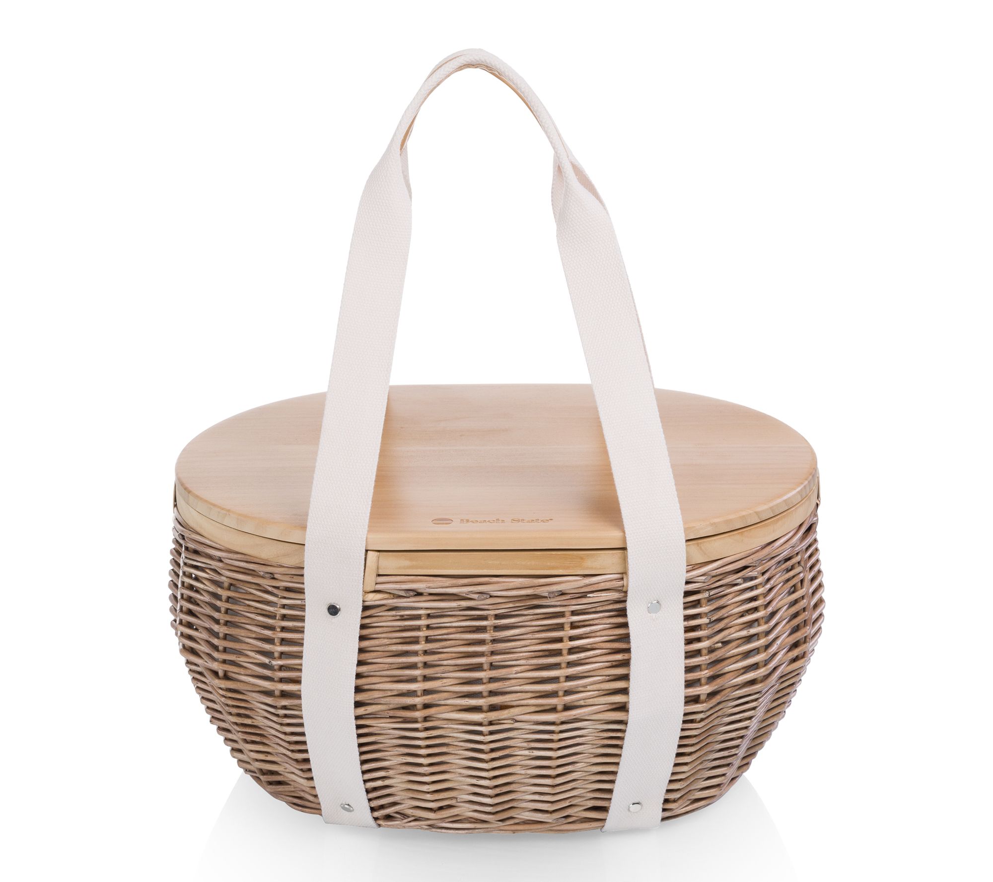 Beach State Castaway Woven Insulated Picnic Basket with Lid