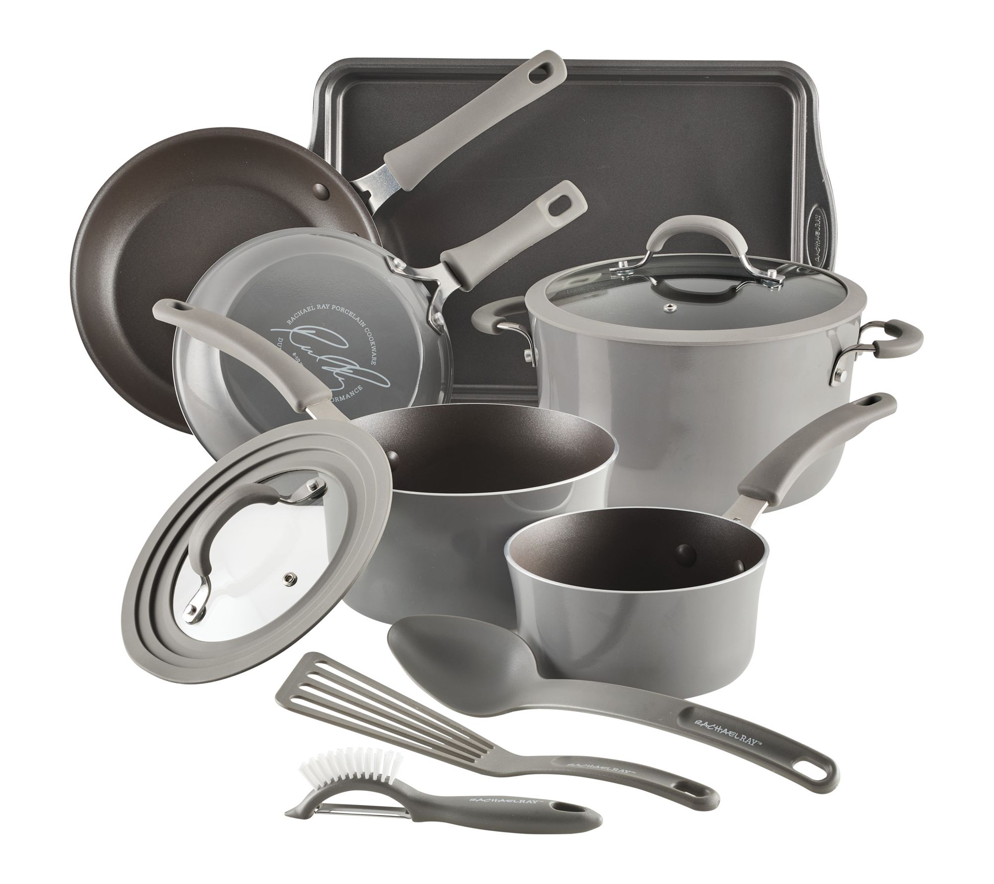 Rachael Ray Cook + Create Aluminum 11pc Cookware Set, Gray