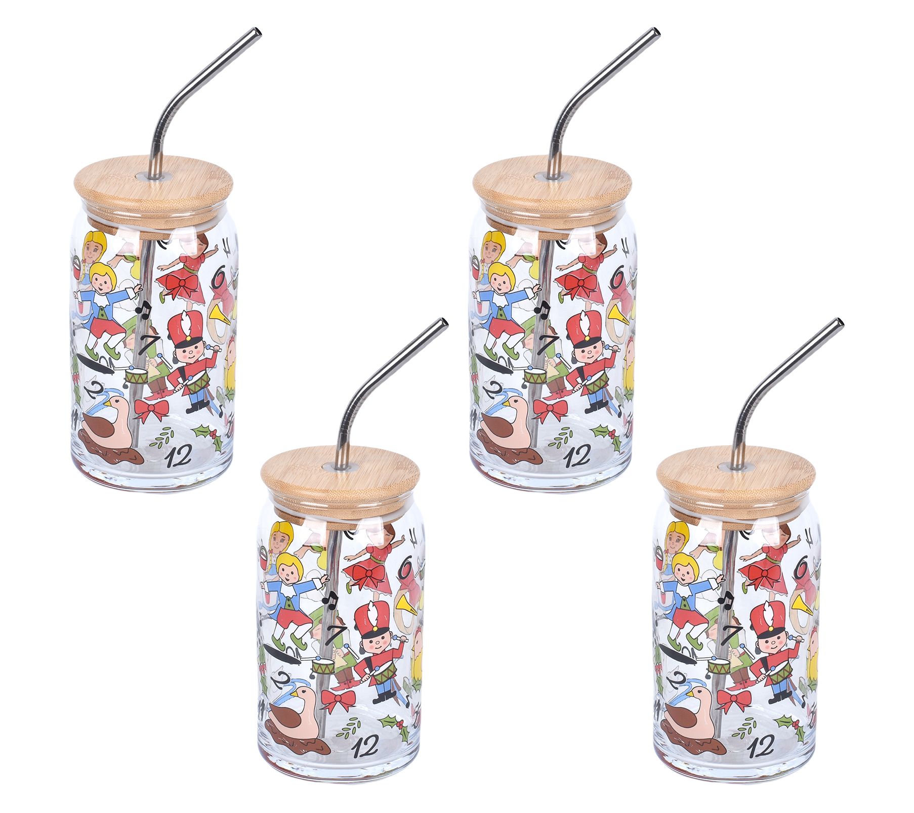 "As Is" Temp-tations Seasonal 16-oz Glasses w/Wood Lids and Straws