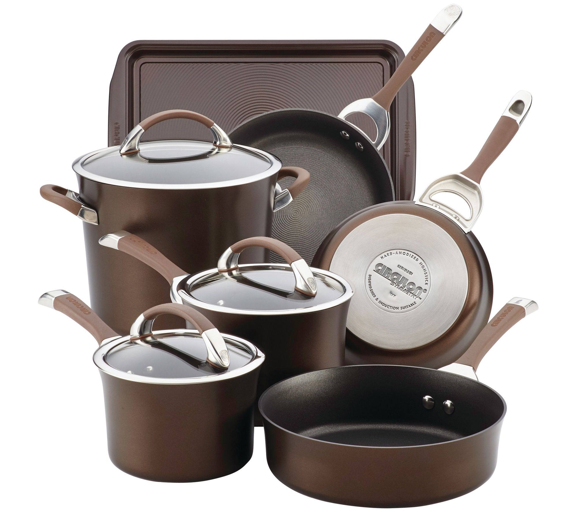 Circulon Symmetry Hard Anodized Nonstick Cookware Utensil and Recipe  Booklet Set, 7 Piece, Chocolate