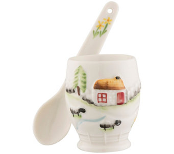 Belleek Pottery Connemara Egg Cup and Spoon - K402828