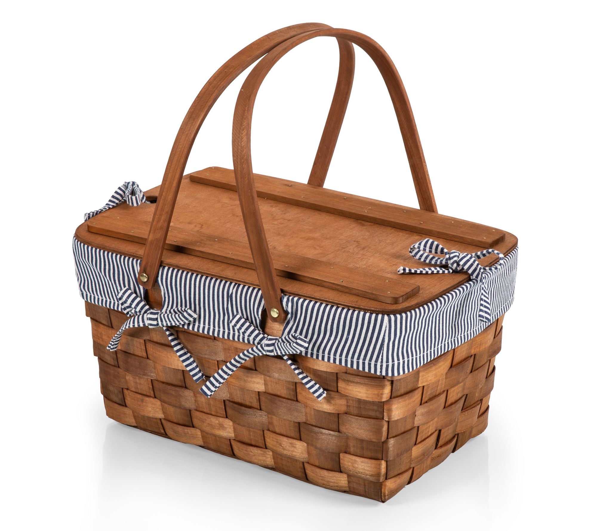 Picnic Time Kansas Handwoven Wood Picnic Basket