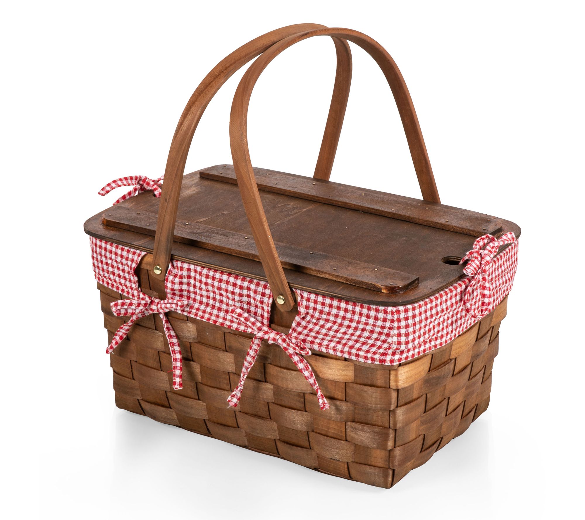 Picnic Time Kansas Handwoven Wood Picnic Basket
