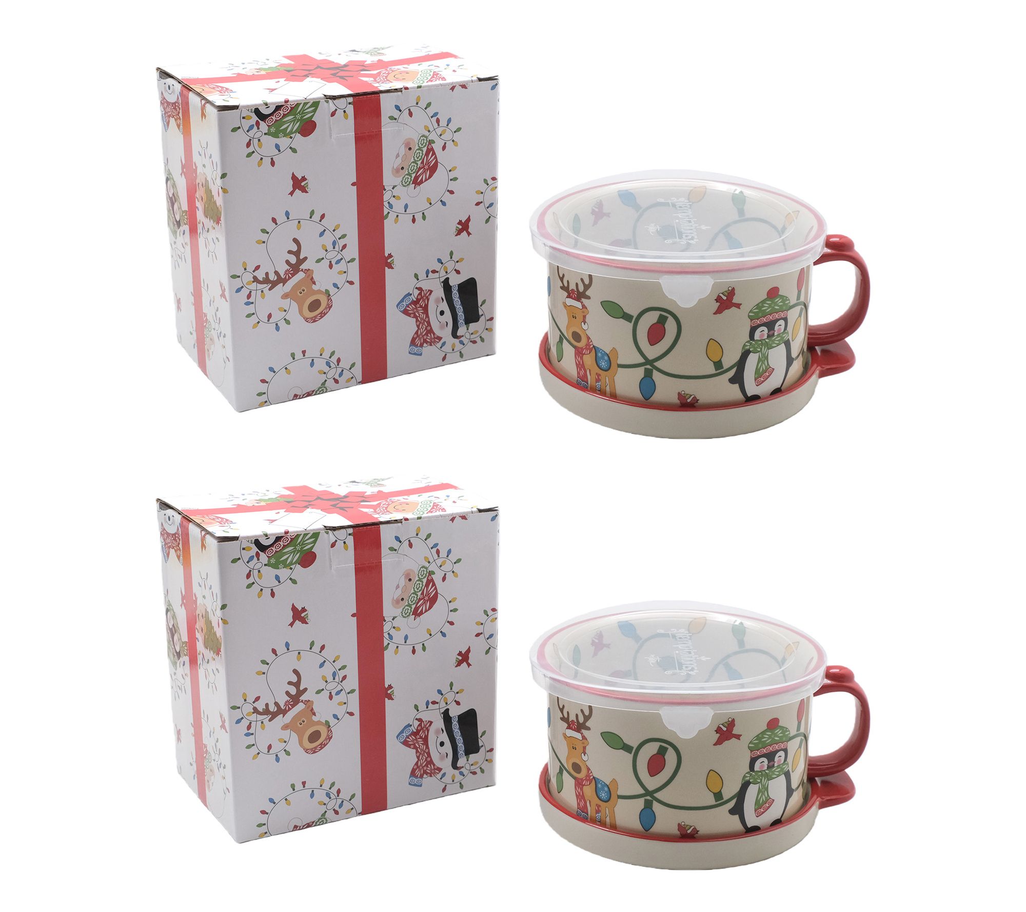 "As Is " Temp-tations Set of 2 25oz Meal Mugs w/Lid-Its