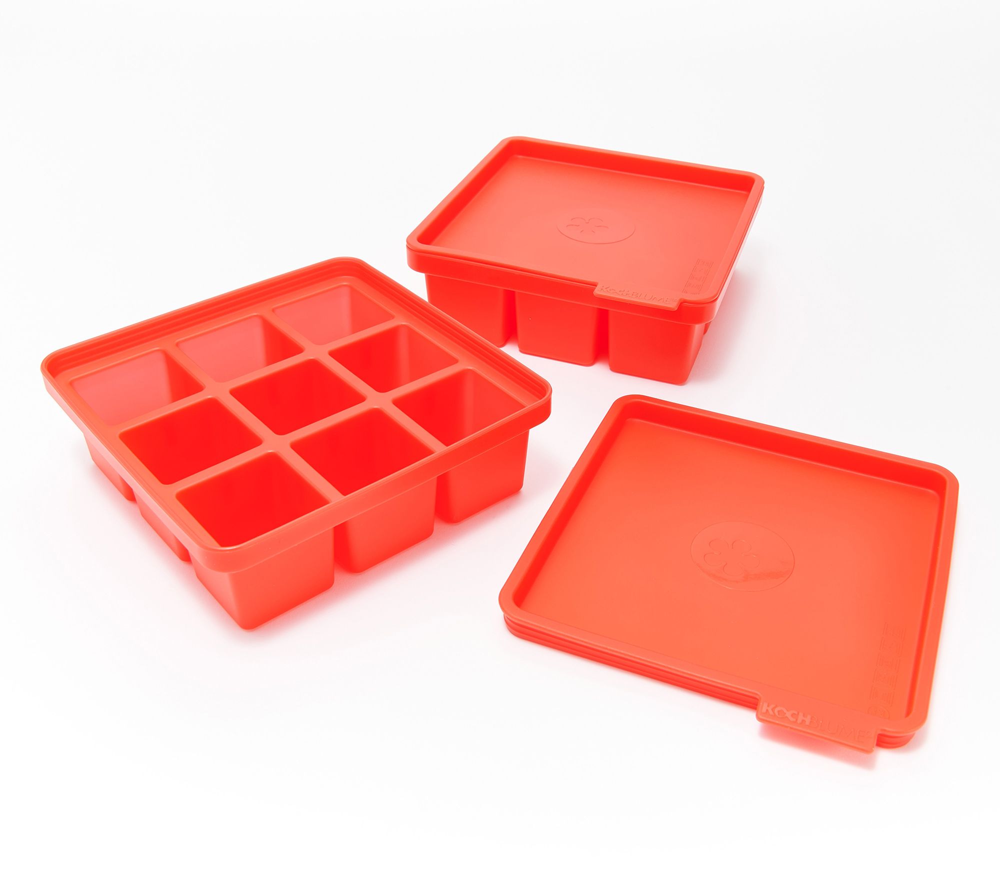 W&P Set of 2 4-Cube Silicone Cup Cube Freezer Trays w/ Lids 