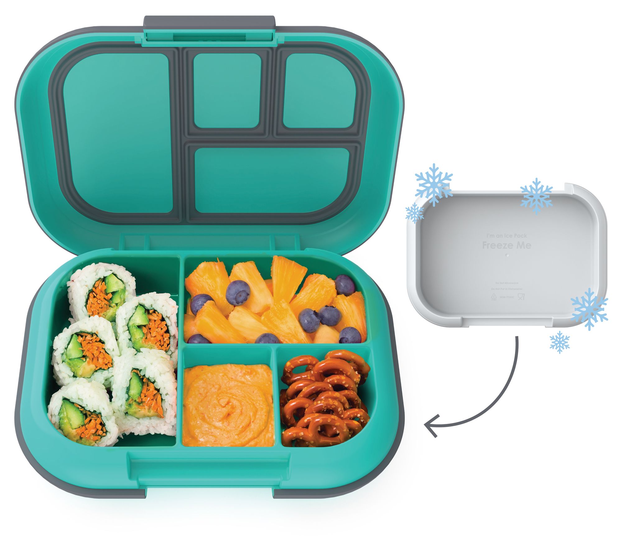 Blue, 3 Layer Leak-Proof Bento Lunch Box for Kids and Adults 3-in-1 Compartment Activave Bento Box Lunch Box