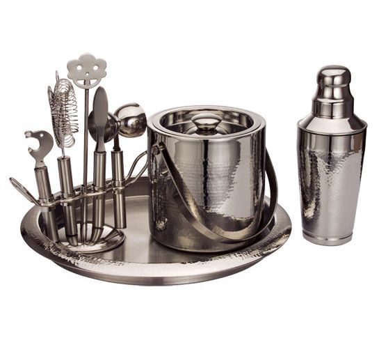 Godinger 9-Piece Hammered Bar Set with Tools