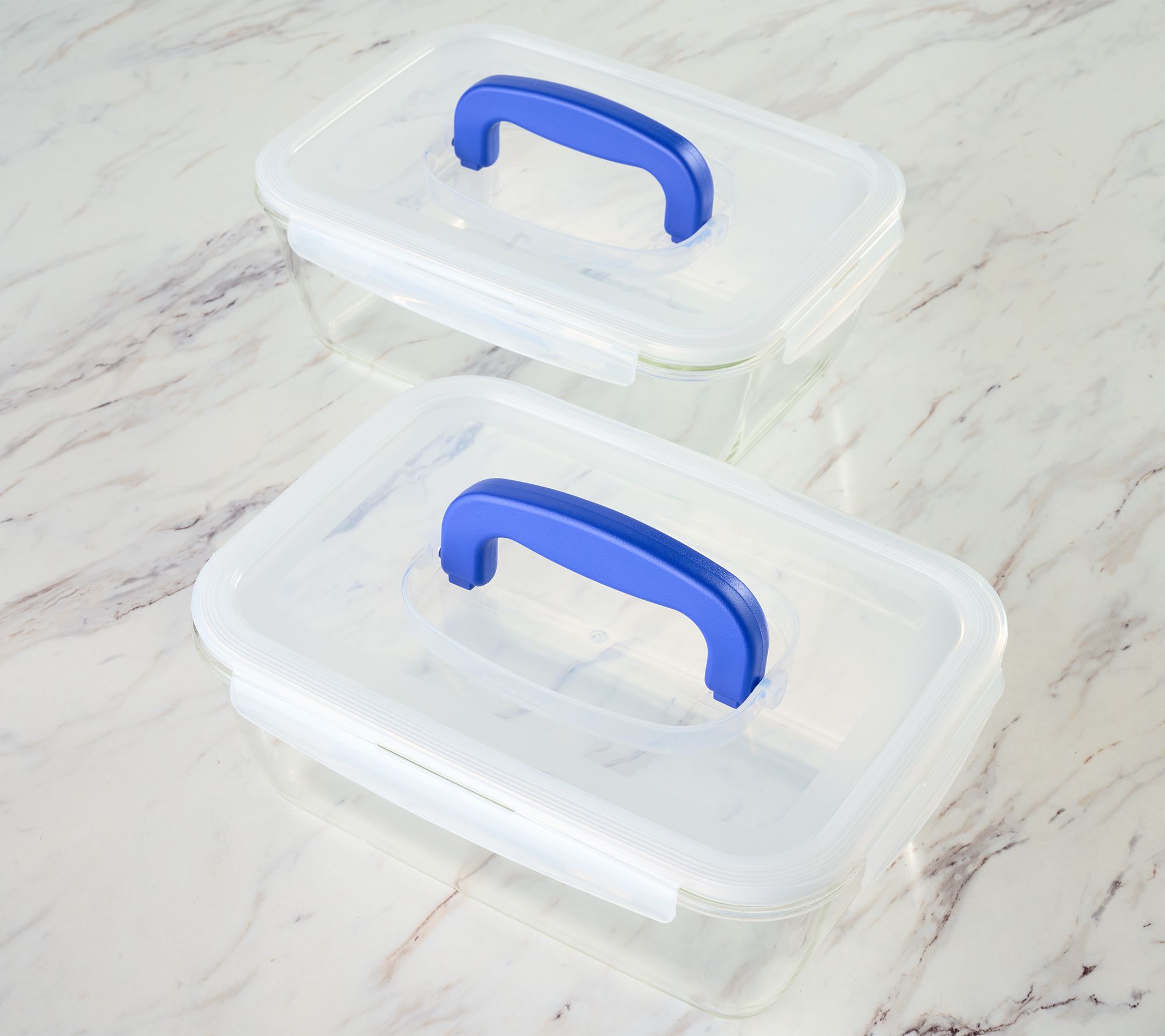 LocknLock Set of 2 Deep Glass Rectangle Baker w/ Handle Lids