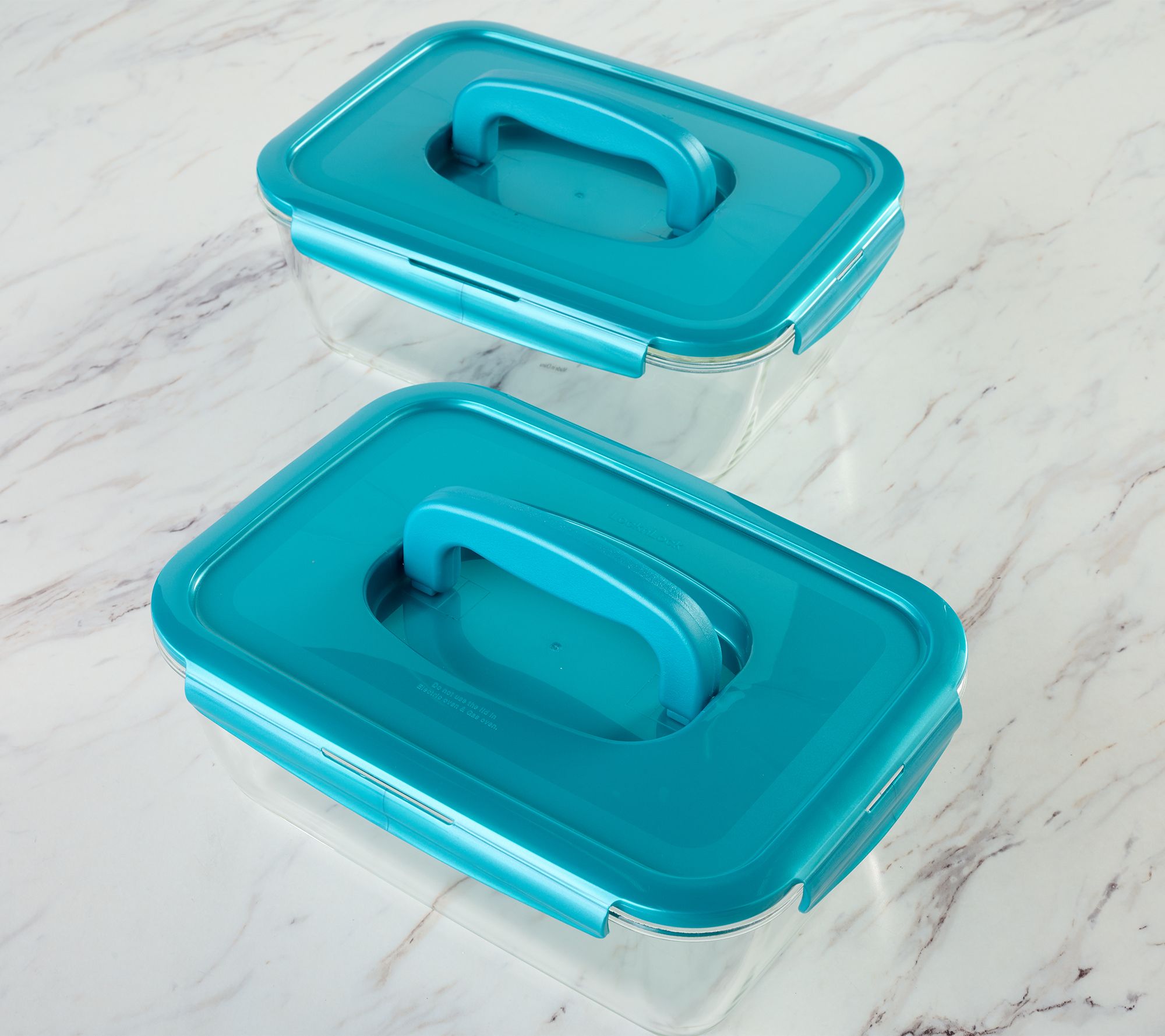 LocknLock Set of 2 Deep Glass Rectangle Baker w/ Handle Lids