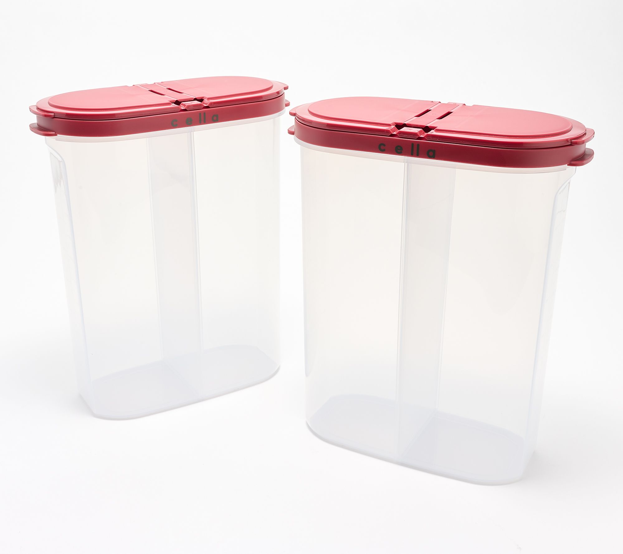 Cella Set of 2 Divided Pantry Storage Canisters w/ FlipTop Lids