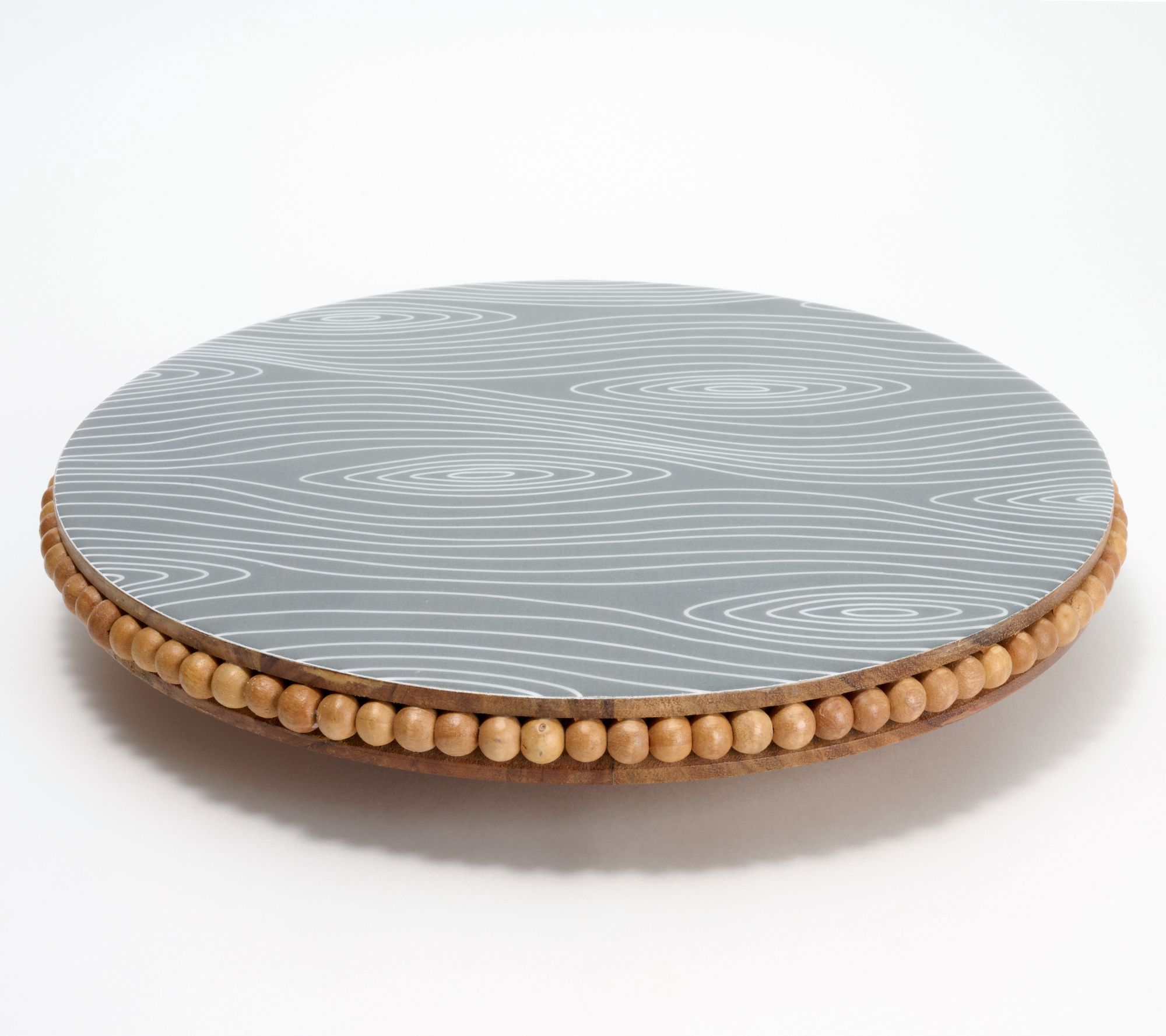 Temp-tations Woodland Beaded Acacia Lazy Susan w/ Decal Print