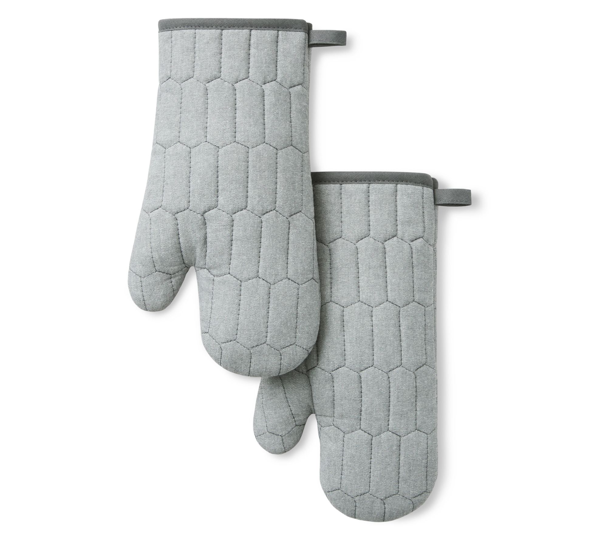 MARTHA STEWART Honeycomb Quilted Chambray OvenMitt 2-Pack Set