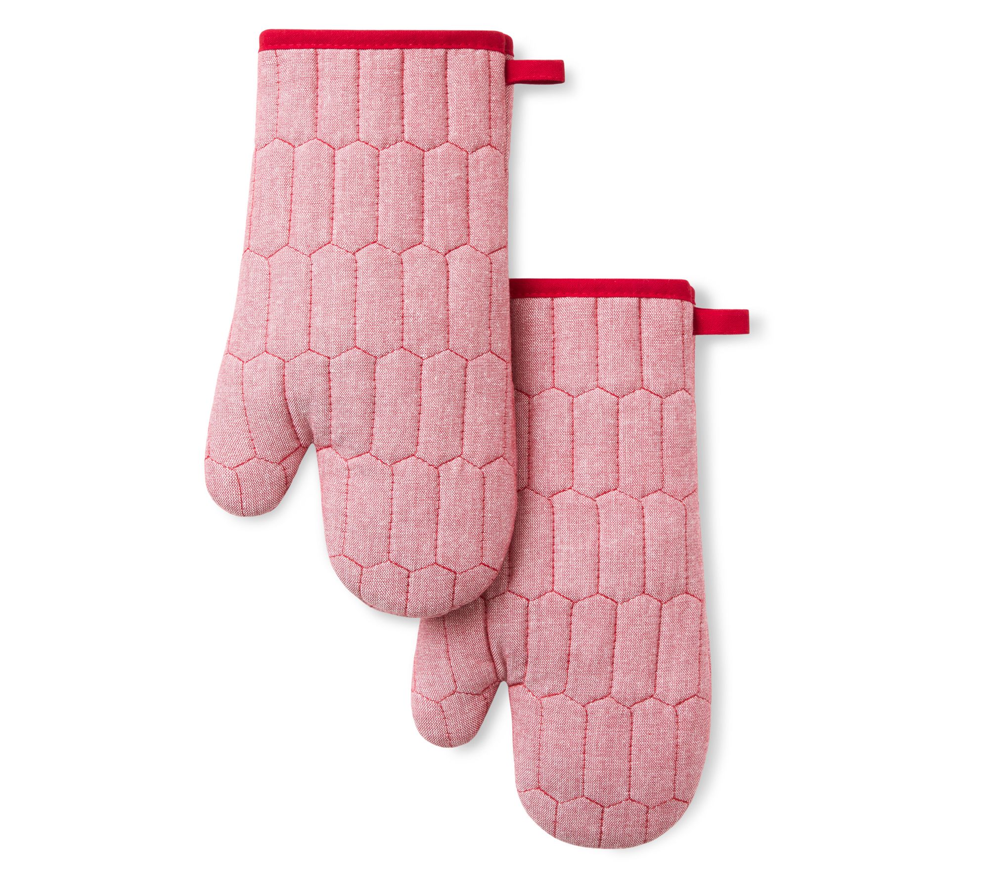 MARTHA STEWART Honeycomb Quilted Chambray OvenMitt 2-Pack Set