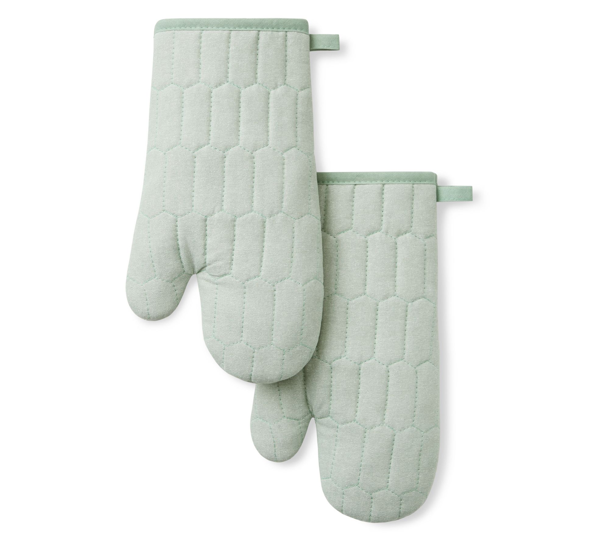 MARTHA STEWART Honeycomb Quilted Chambray OvenMitt 2-Pack Set