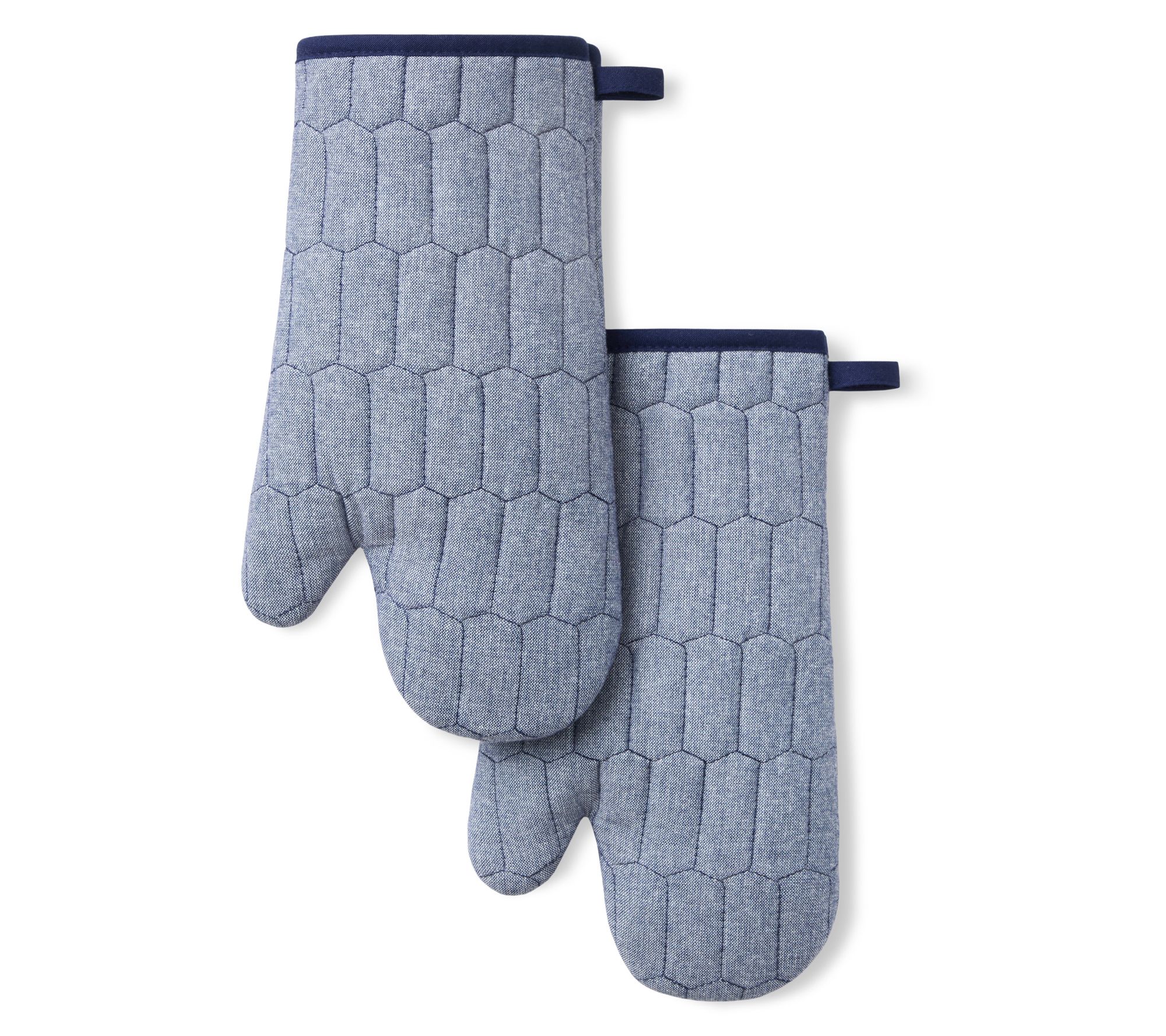 MARTHA STEWART Honeycomb Quilted Chambray OvenMitt 2-Pack Set