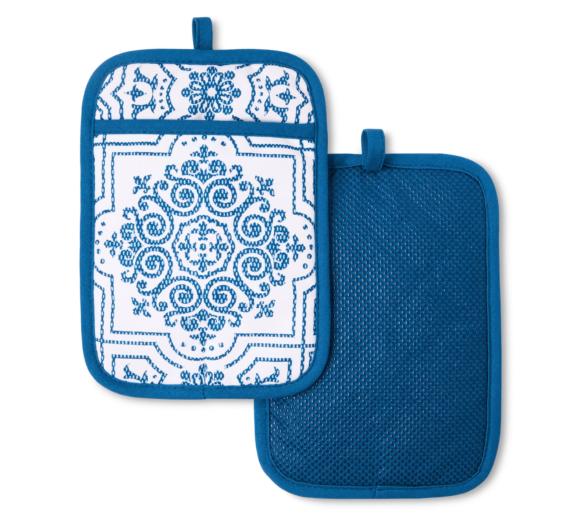 MARTHA STEWART Strie Medallion Pot Holder 2-Pack Set
