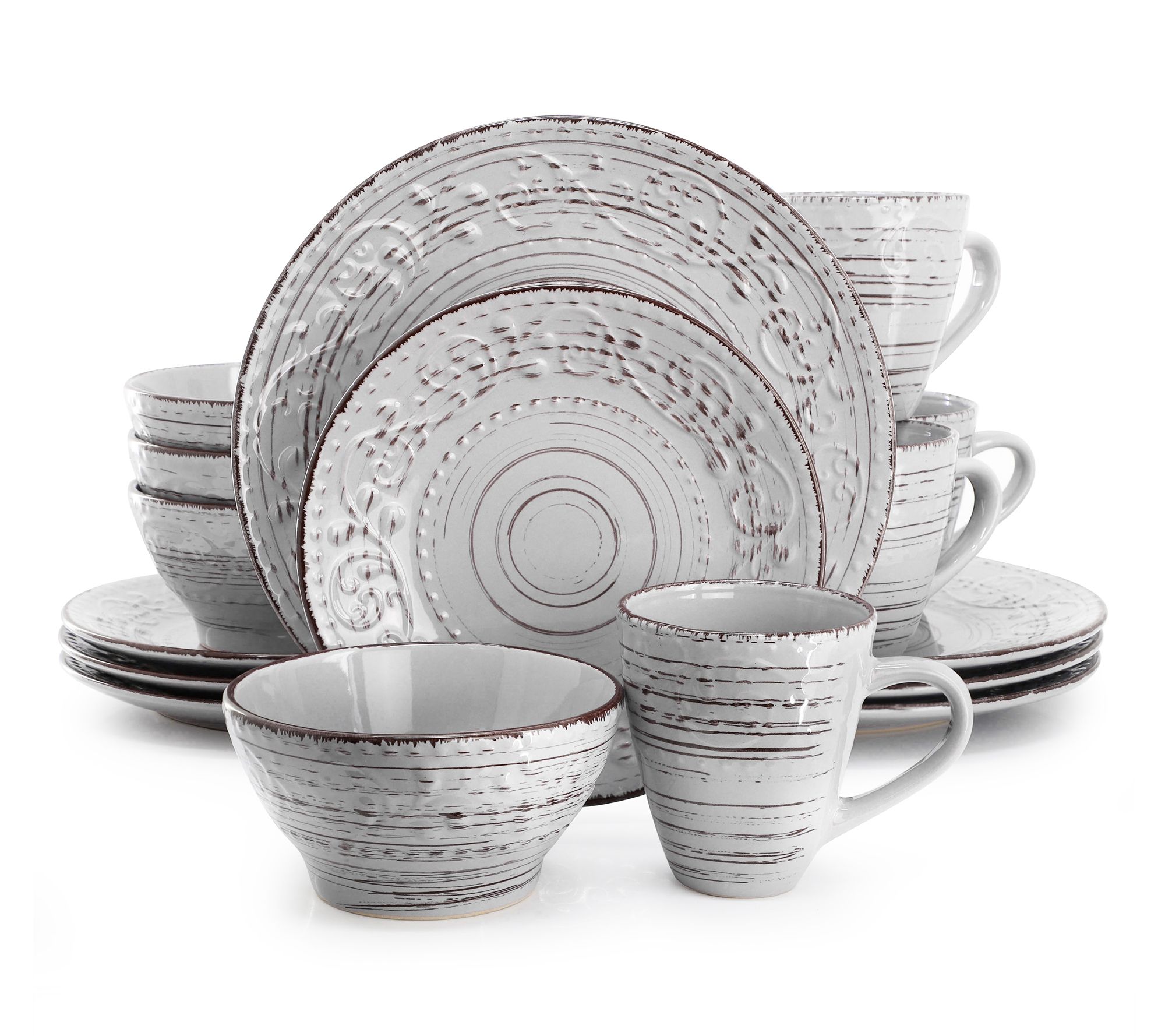 Elama Malibu Calcite 16 Piece Dinnerware Set