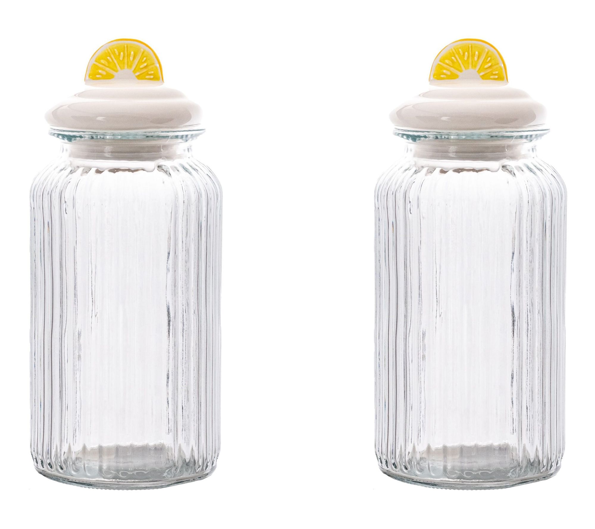 10 Strawberry Street Set of 2 Figural Knob Glass Canisters
