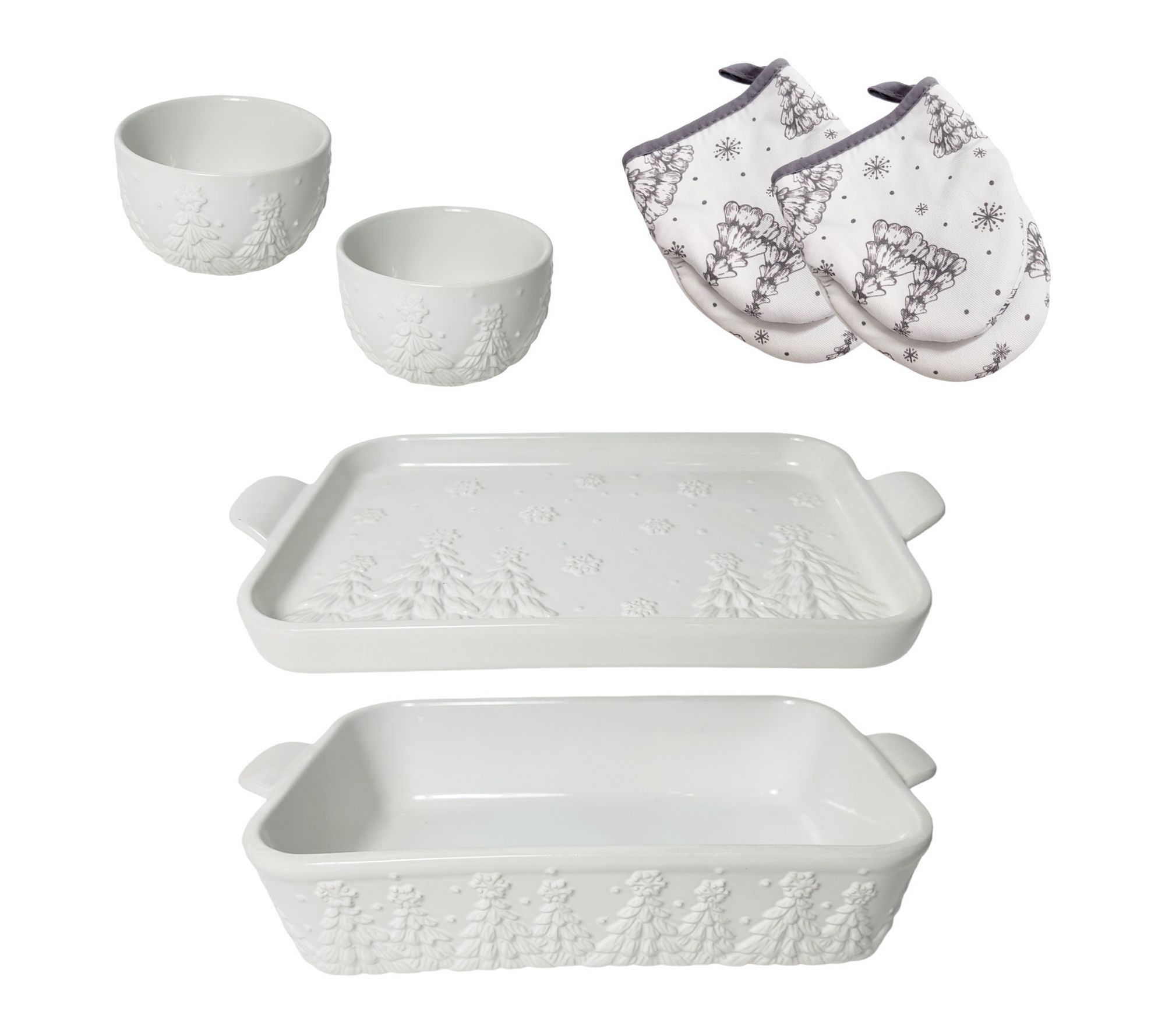 Temp-tations 11x7 Baker with Lid-it, Ramekins and Mini Mitts