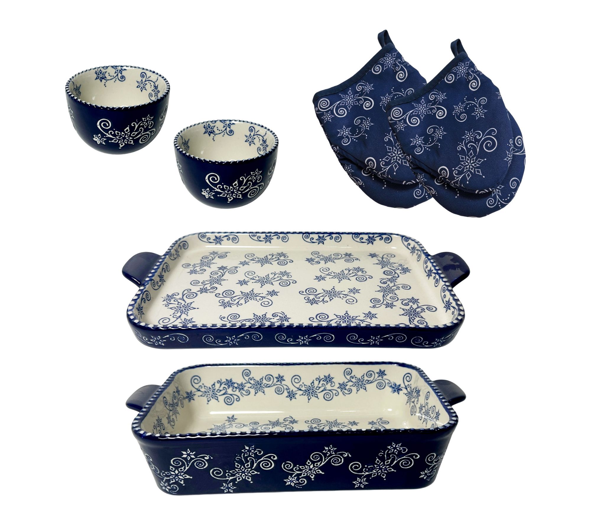 Temp-tations 11x7 Baker with Lid-it, Ramekins and Mini Mitts