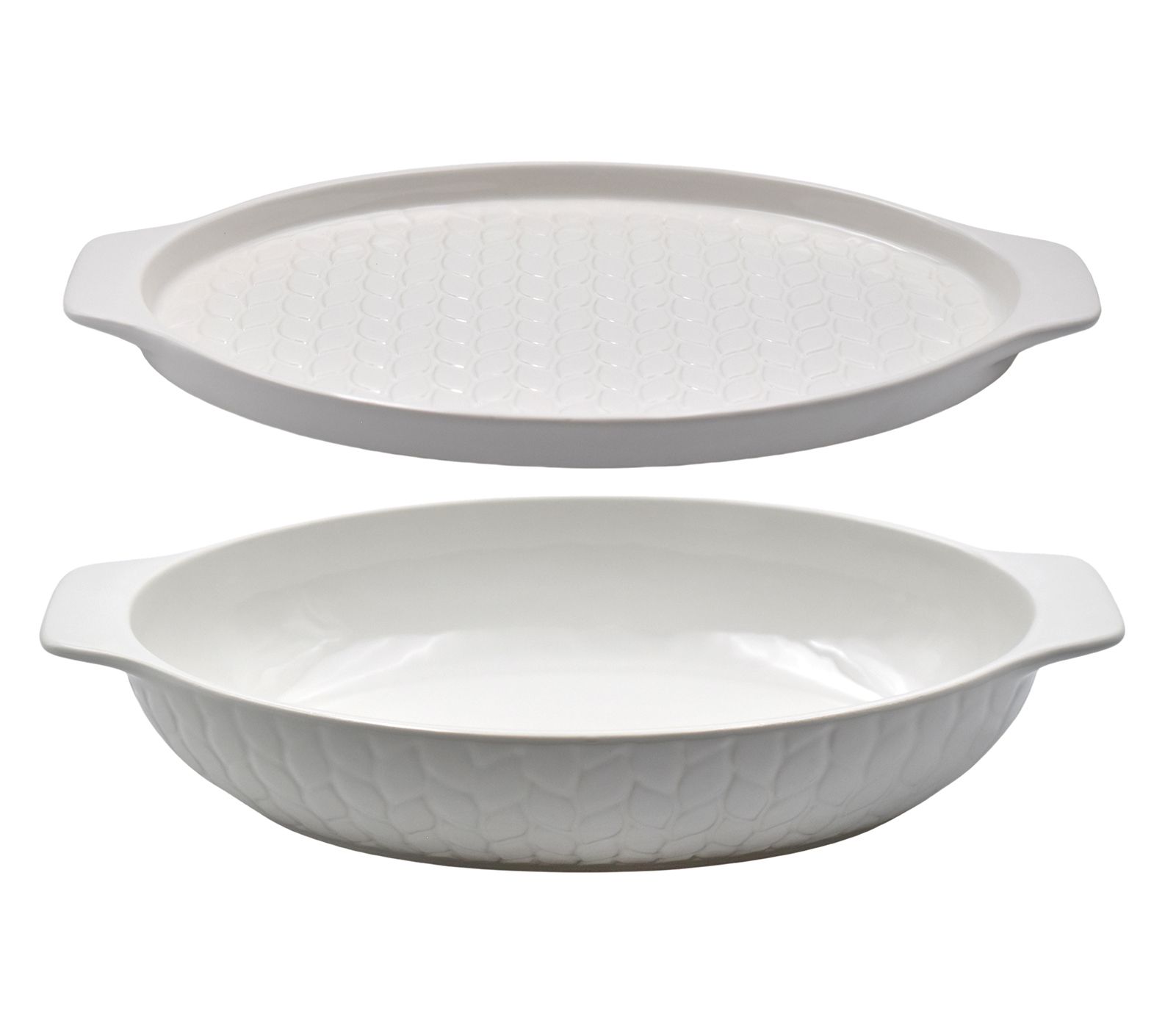 "As Is" Temp-tations Carved Willow 3-qt Shallow Casserole w/Lid