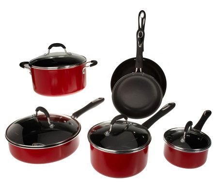 T-Fal Essentials 10-pc. Nonstick Cookware Set, Red, 10pc