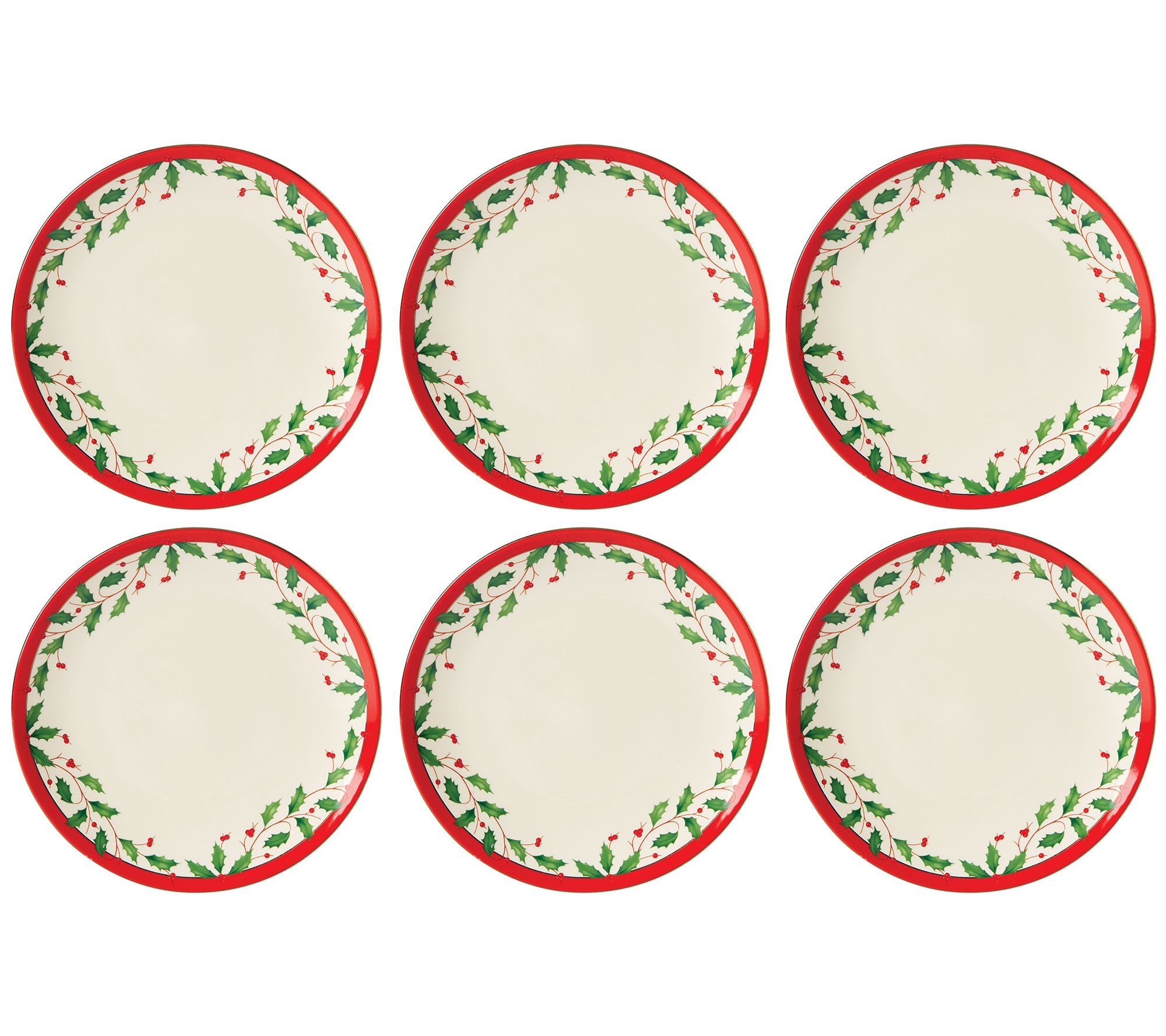 LENOX 6 Piece Holiday Accent Plate Set