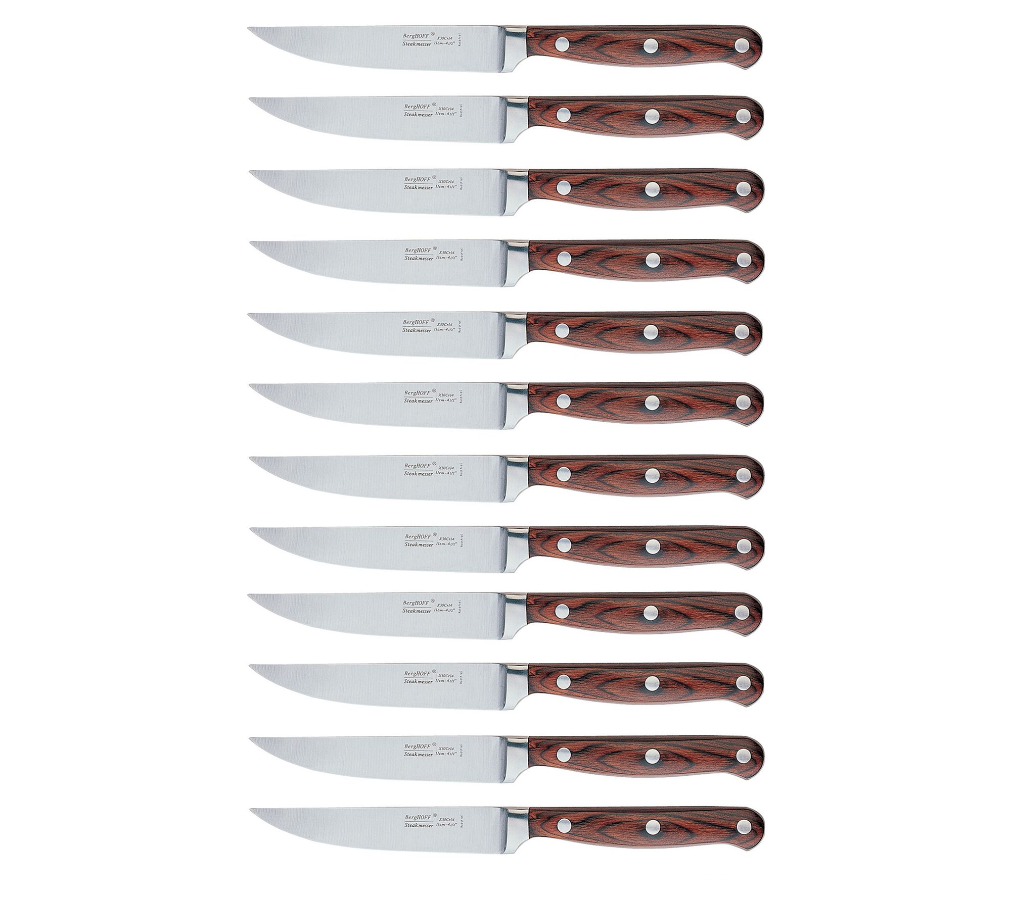 BergHOFF Pakka Wood 4-Piece Stainless Steel Steak Knife Set