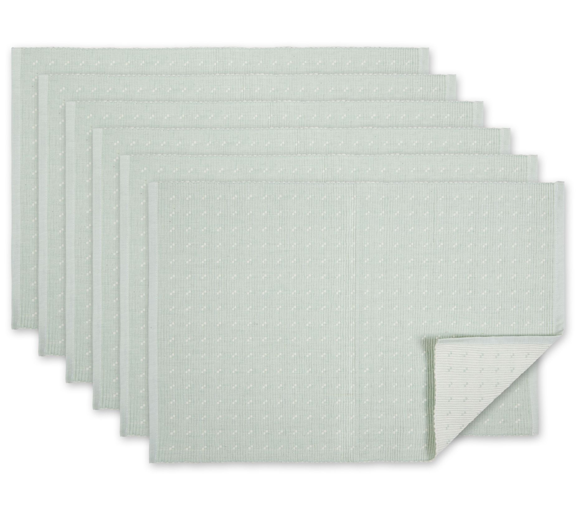 Design Imports Set Of 6 Dobby Dots Rib Reversible Placemats