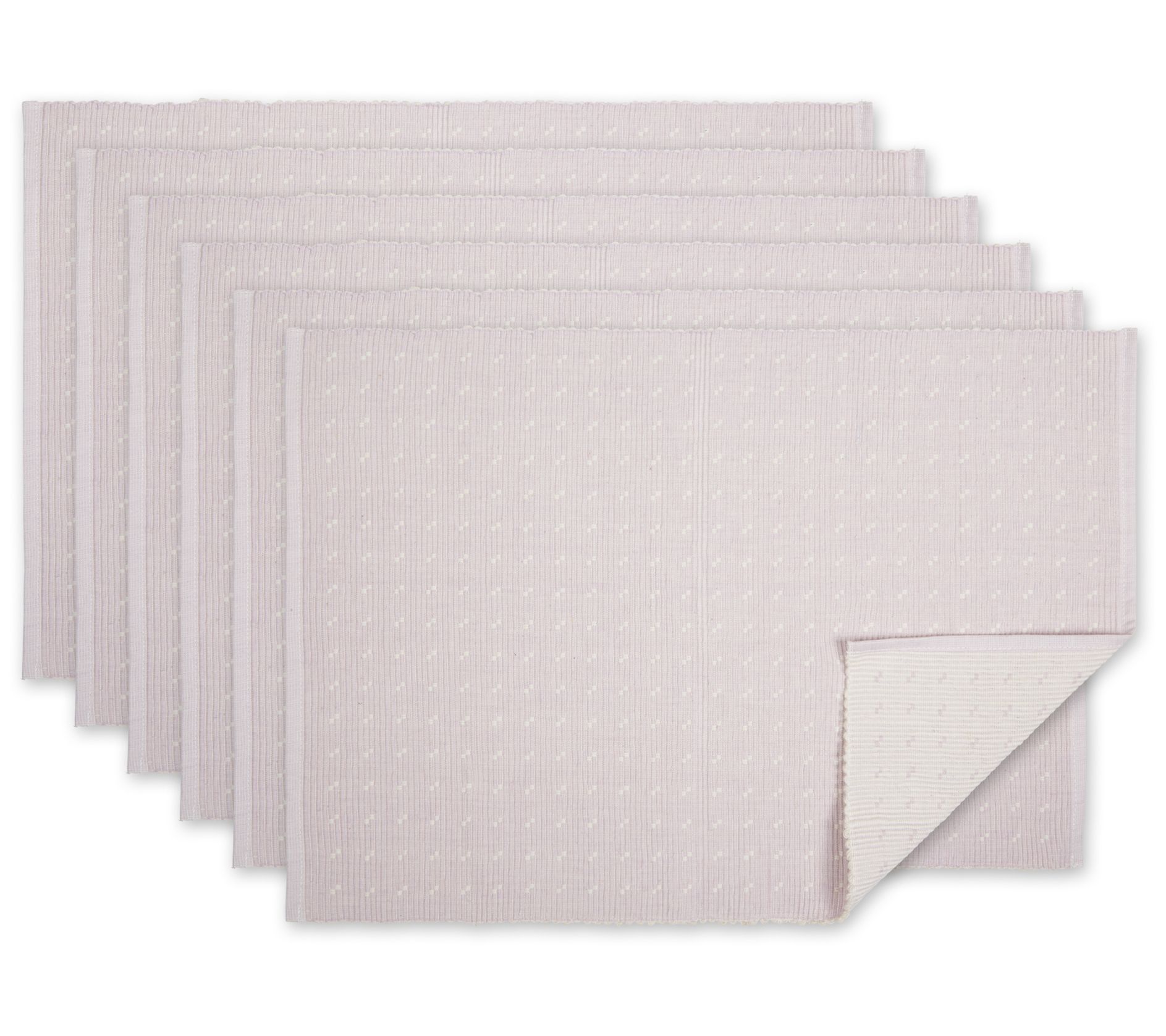 Design Imports Set Of 6 Dobby Dots Rib Reversible Placemats