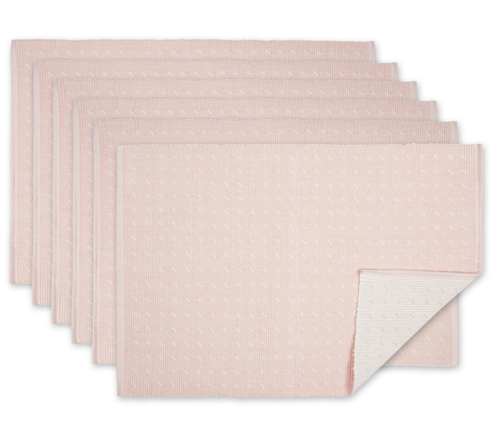 Design Imports Set Of 6 Dobby Dots Rib Reversible Placemats
