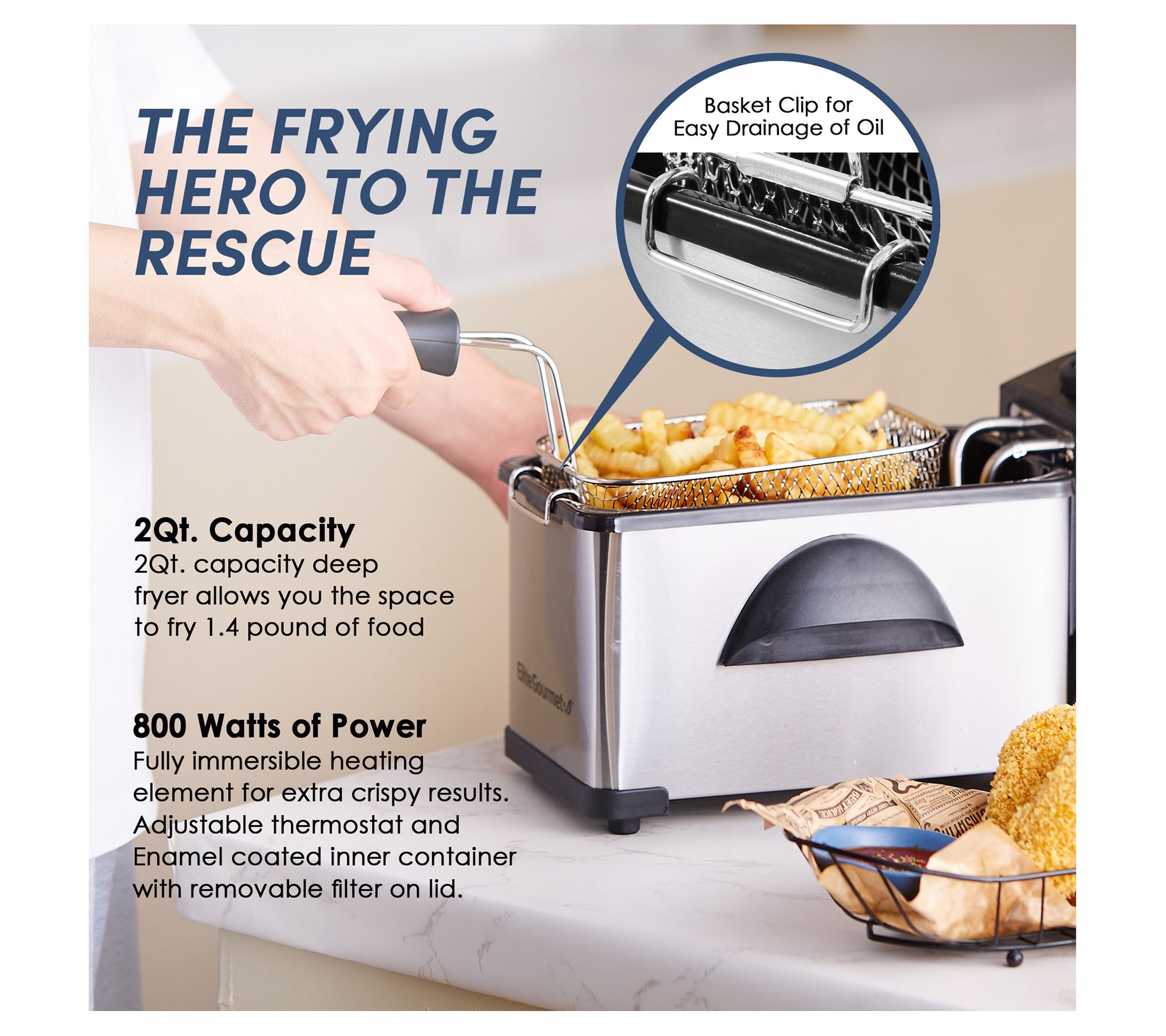 Professional Series Classic Deep Fryer 3 Lt Stainless Steel - Removable Fry  Basket, Variable Temperature Controls - ETL Listed in the Deep Fryers  department at