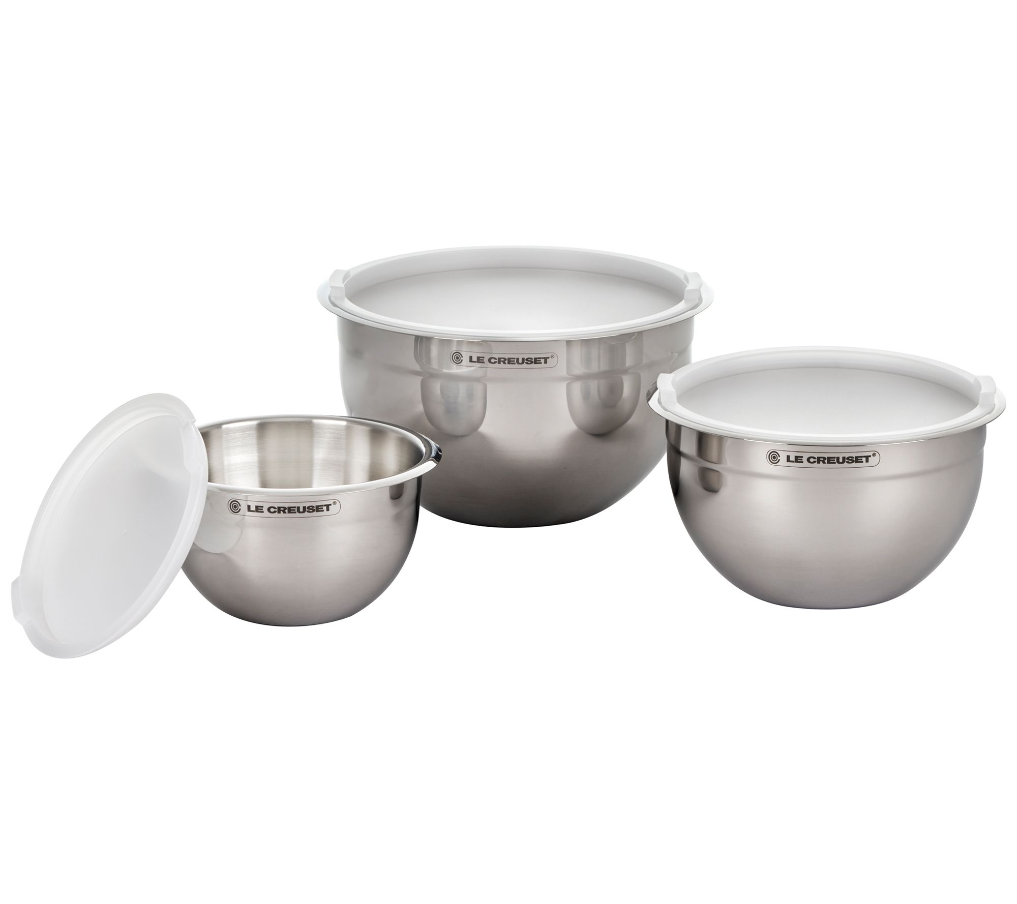 Le Creuset Set of (3) Nested Mixing Bowls with Lids