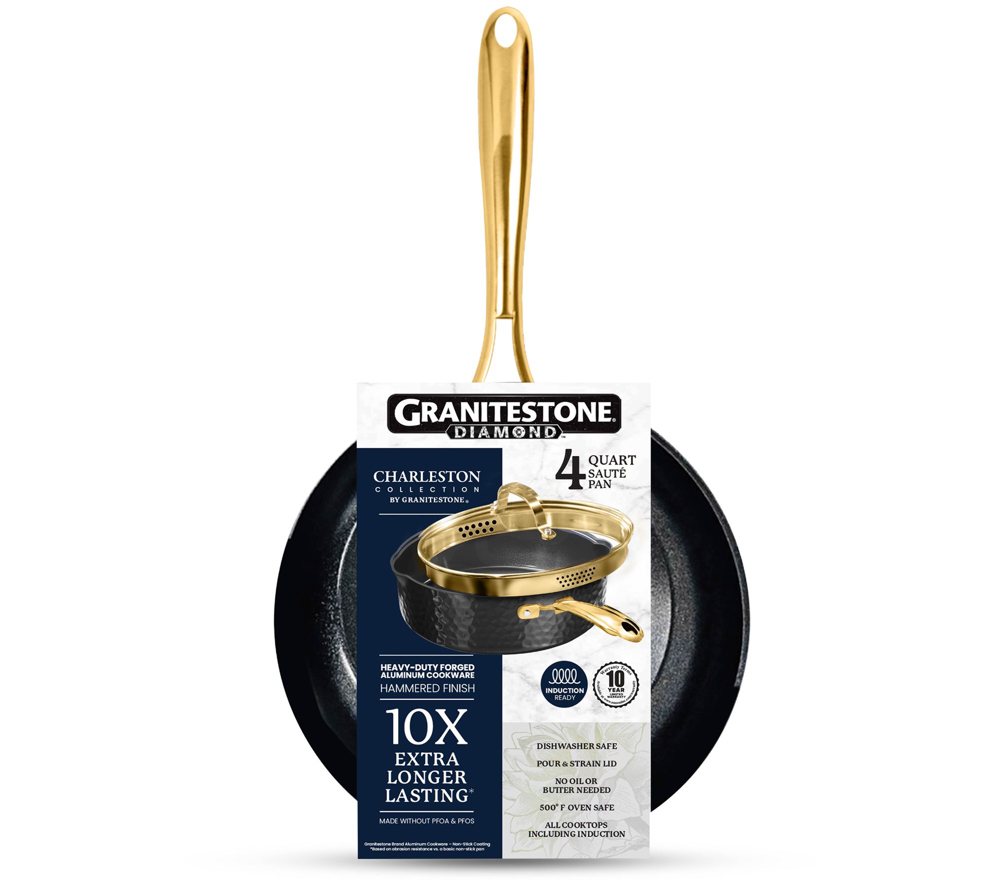 Granitestone 10-Piece Hammered Nonstick Cookware Set - Black