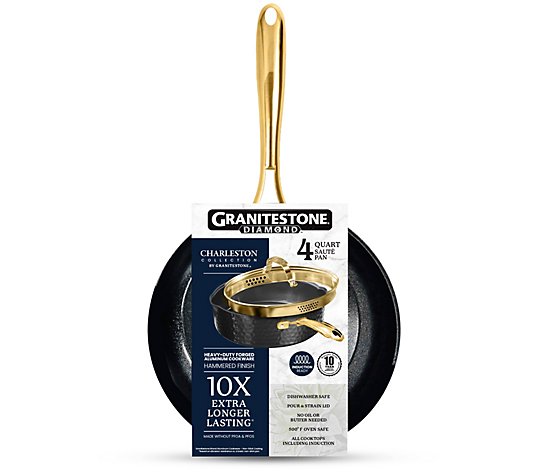 Granitestone Charleston Hammered Black 4 QuartDeep Saute Pan