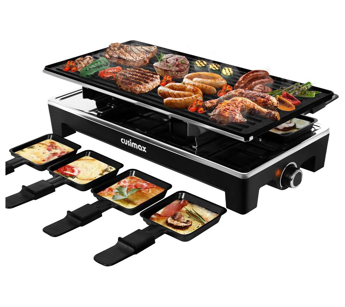 Cusimax 1500W 2 in 1 Electric Raclette Grill - QVC.com