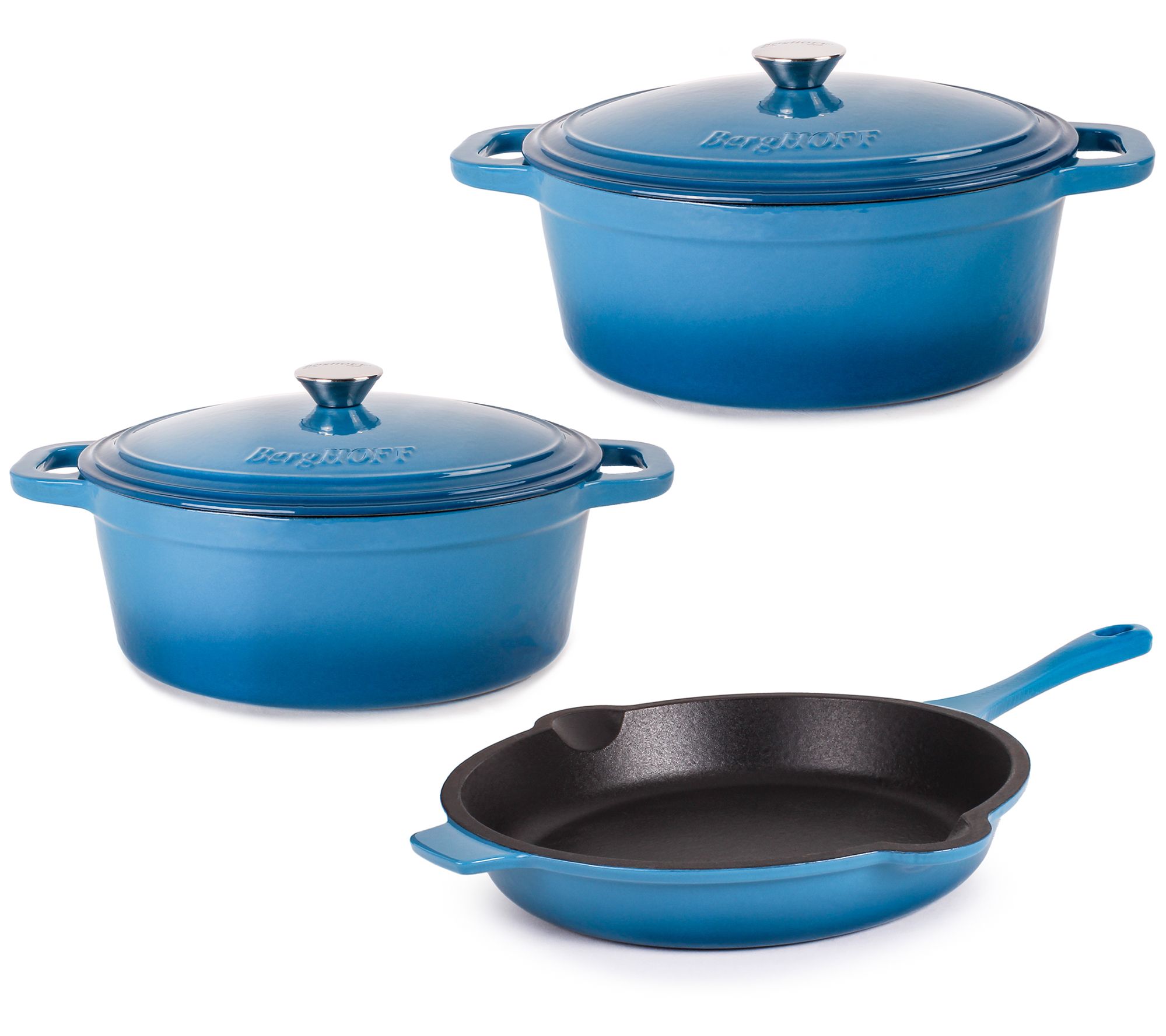 BergHOFF Neo 5P c 5qt. & 8qt. C ast Iron Oval D utch Oven Set