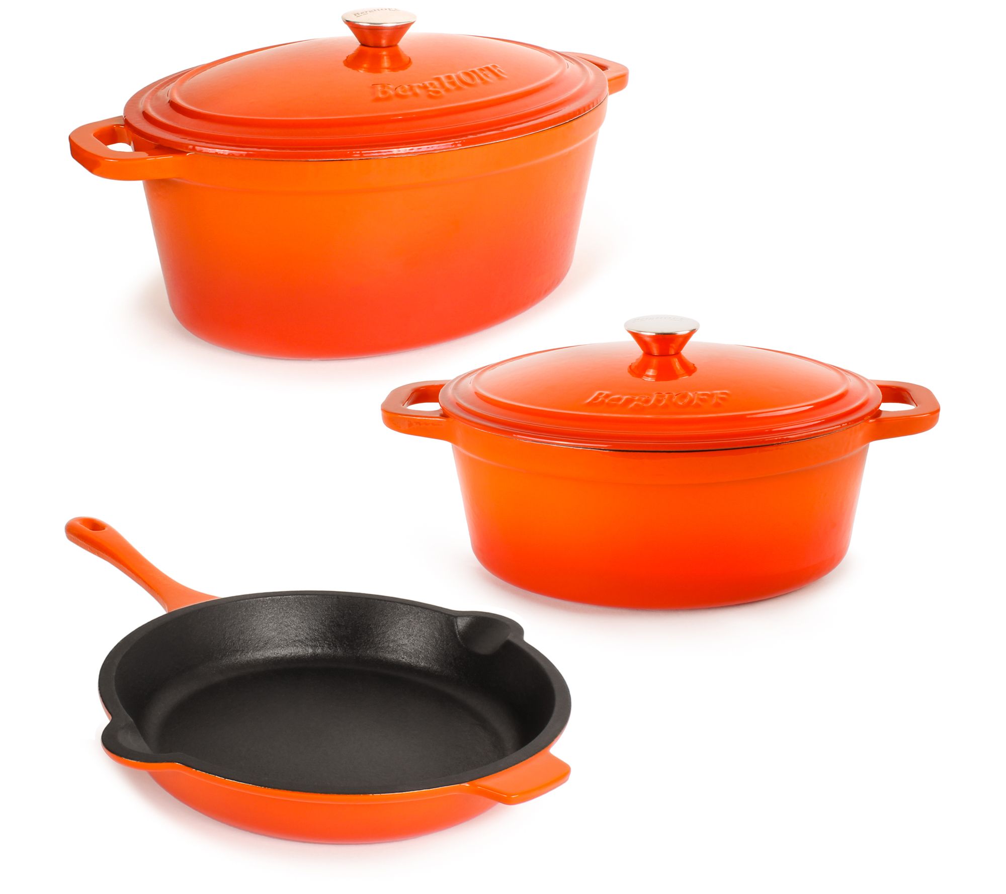 BergHOFF Neo 5P c 5qt. & 8qt. C ast Iron Oval D utch Oven Set