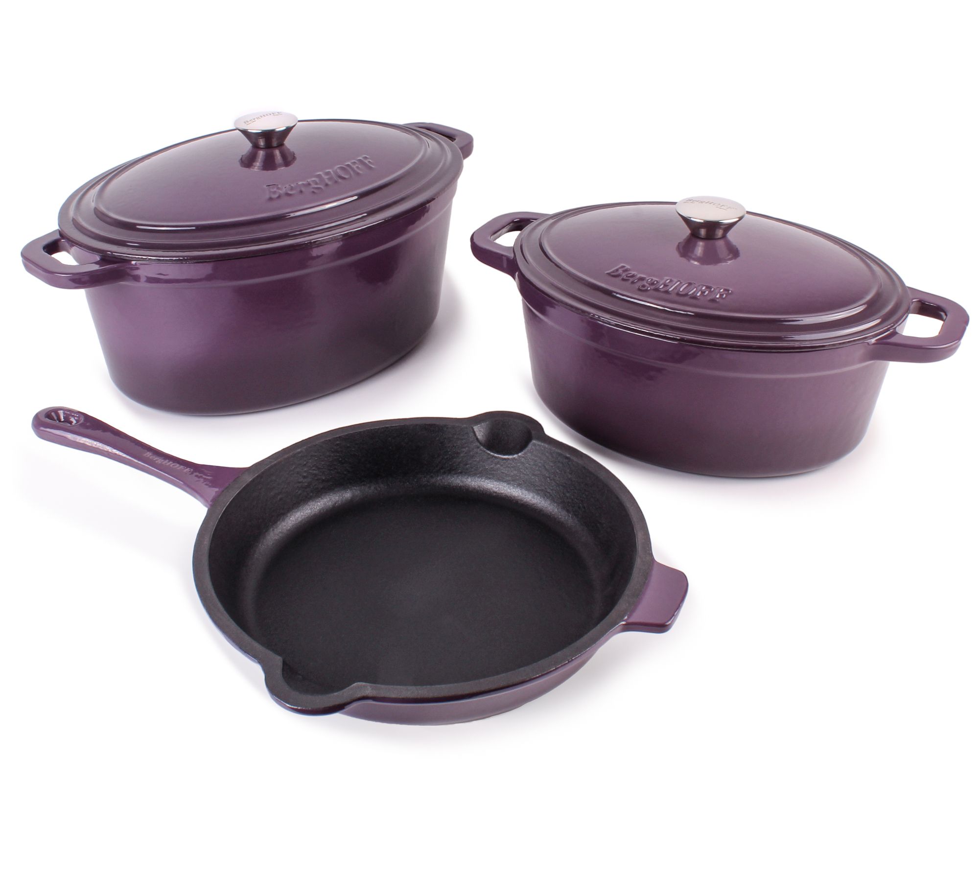 BergHOFF Neo 5P c 5qt. & 8qt. C ast Iron Oval D utch Oven Set