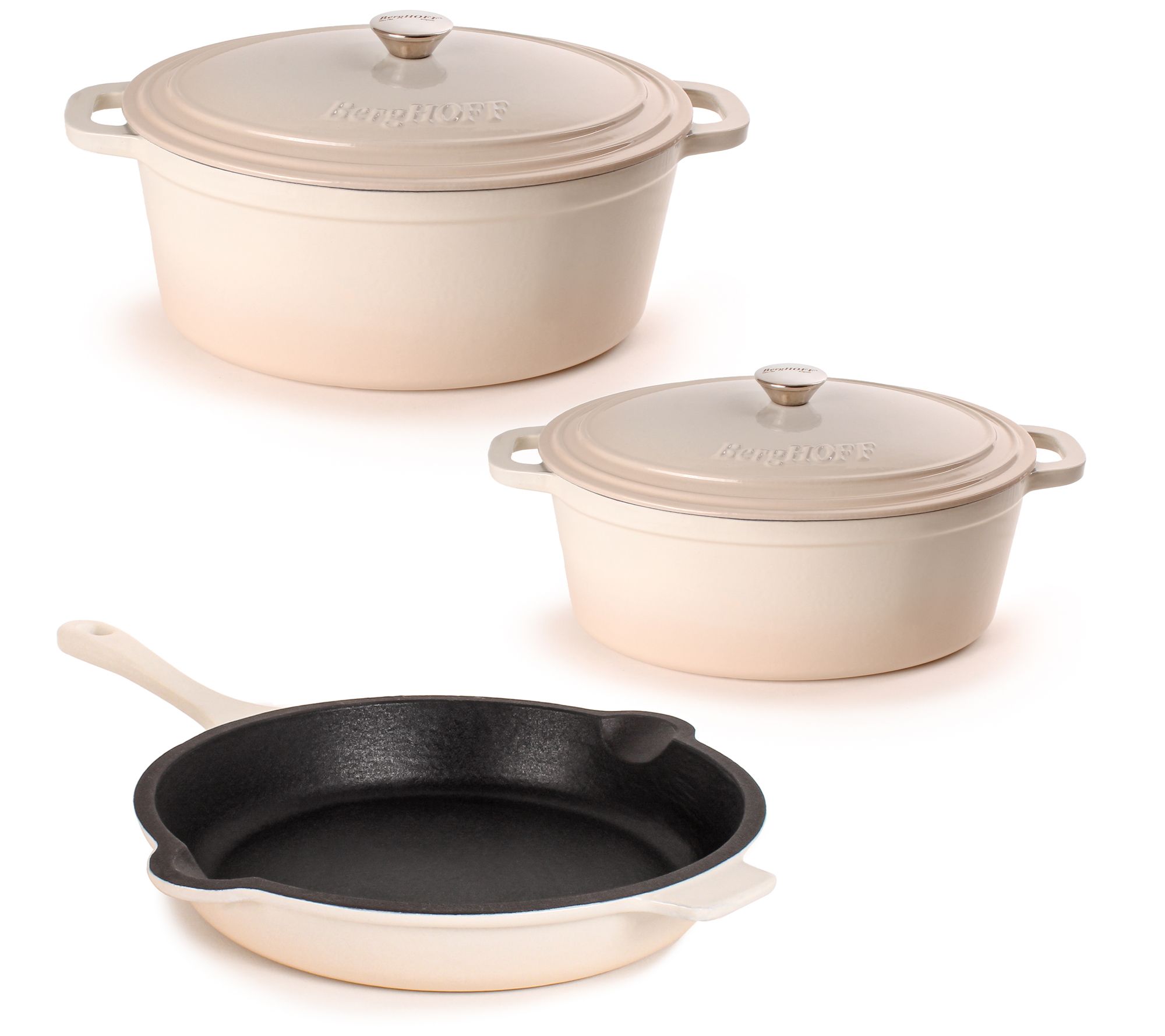 BergHOFF Neo 5P c 5qt. & 8qt. C ast Iron Oval D utch Oven Set